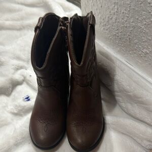 Cat & Jack Brown Ankle Boots with Side Zippers